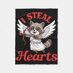I Steal Hearts Raccoon Cupid Valentine Day Funny A Fleece Blanket