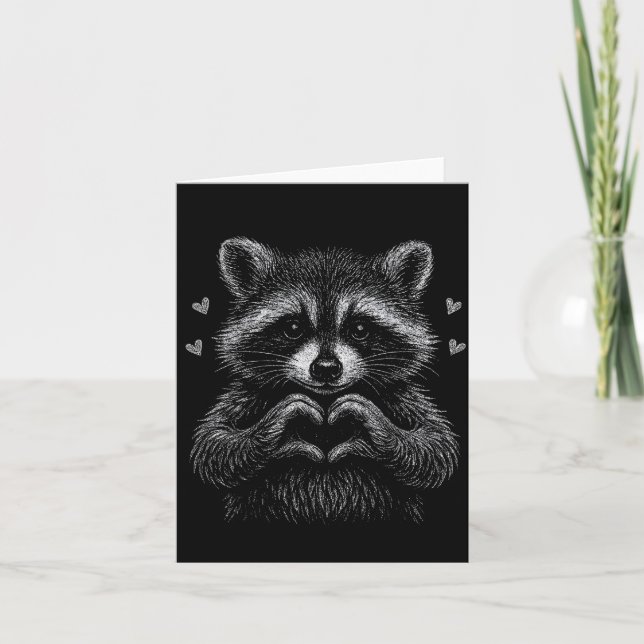 I Steal Hearts Raccoon Valentines Racoon Meme Grap Card (Front)