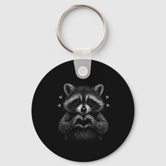 I Steal Hearts Raccoon Valentines Racoon Meme Grap Key Ring (Front)