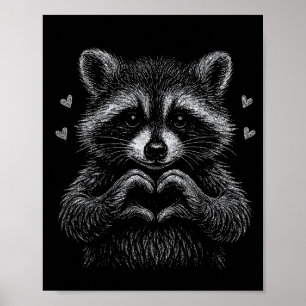 I Steal Hearts Raccoon Valentines Racoon Meme Grap Poster