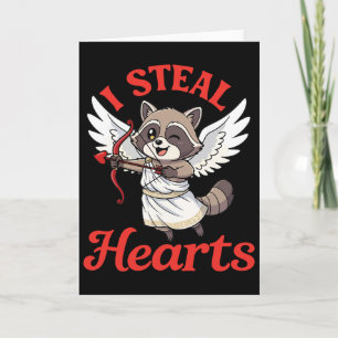 I Steal Hearts Racoon Cupid Valentine Day Funny A Card