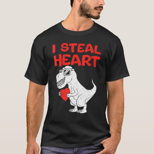 I Steal Hearts Shirt Dinosaur T rex Valentines Day (Front)