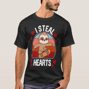 I Steal Hearts Sloth Skateboard Valentine's Day Co T-Shirt