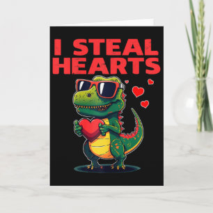 I Steal Hearts T-rex Cute Valentines Day Valentine Card