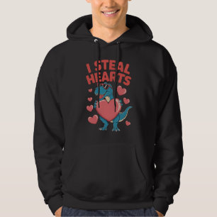 I Steal Hearts T Rex Dinosaur Valentine's Day Hoodie