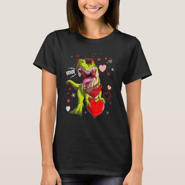 I Steal Hearts T rex Dinosaur Valentines Day Men K T-Shirt (Front)