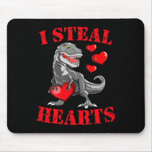 I Steal Hearts T Rex Valentines Day Fun Boys Girls Mouse Pad