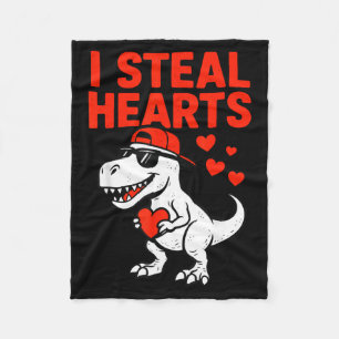 I Steal Hearts Trex Dino Baby Boy Valentines Toddl Fleece Blanket