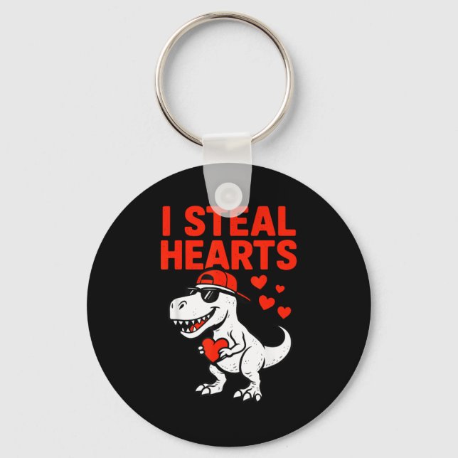 I Steal Hearts Trex Dino Baby Boy Valentines Toddl Key Ring (Front)