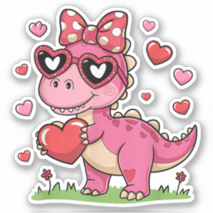 I Steal Hearts Trex Dino Bow Valentine's Day