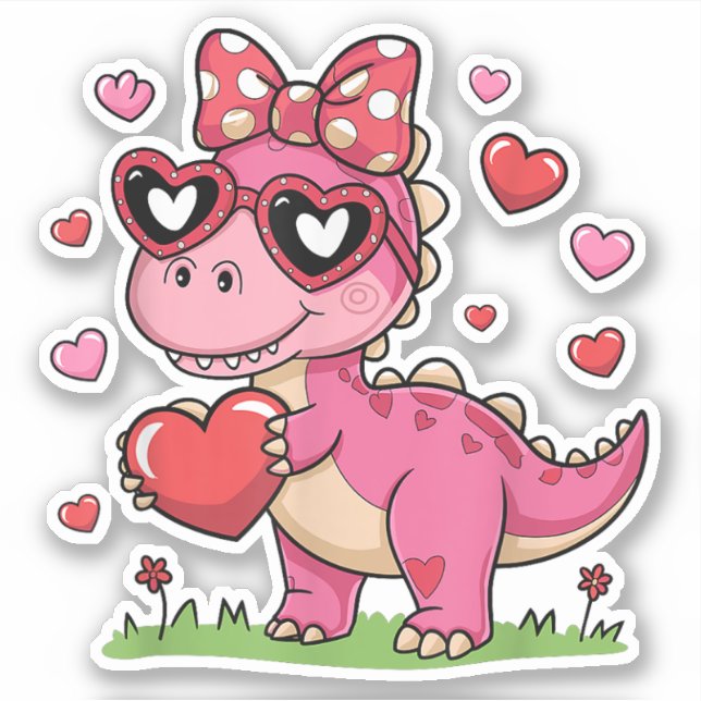 I Steal Hearts Trex Dino Bow Valentine's Day (Front)
