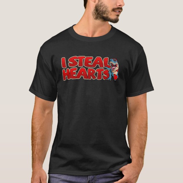 I Steal Hearts Trex Dino Boy Valentines Day Toddle T-Shirt (Front)