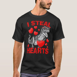 I Steal Hearts Trex Dino Cute Baby Boy Valentines T-Shirt
