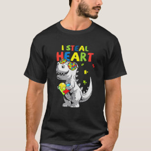 I Steal Hearts Trex Dinosaur Autism Awareness Todd T-Shirt