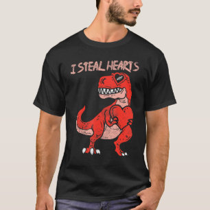 I Steal Hearts Trex Dinosaur Glasses Valentine Day T-Shirt