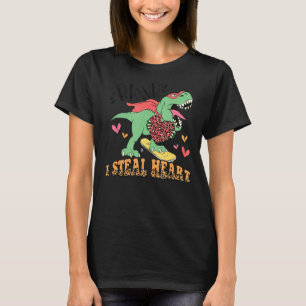 I Steal Hearts Trex Love My Heart Leopard Dinosaur T-Shirt