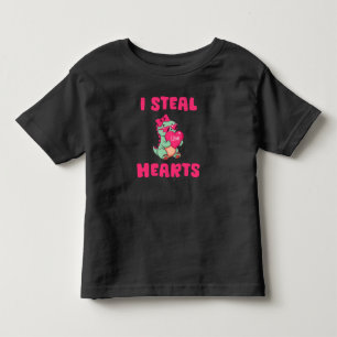 I Steal Hearts Valentine, Funny Cute Dinosaur Toddler T-Shirt