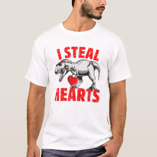 I Steal Hearts Valentines Day Boys Kids Dinosaur T T-Shirt