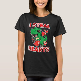 I Steal Hearts Valentines Day Cool T-Rex Dinosaur T-Shirt