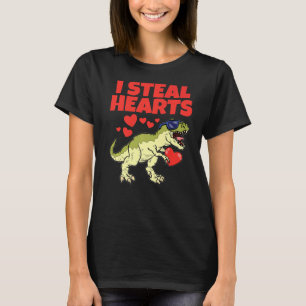 I Steal Hearts Valentines Day Cute Dinosaur T-Rex T-Shirt