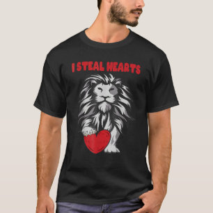 I Steal Hearts Valentines Day Cute Lion Boys Girls T-Shirt