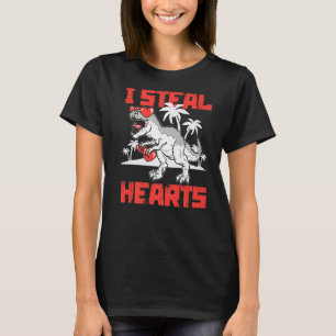 I Steal Hearts Valentines Day Cute Rex Dinosaur Lo T-Shirt