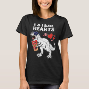 I Steal Hearts Valentines Day Cute T-Rex Dinosaur T-Shirt