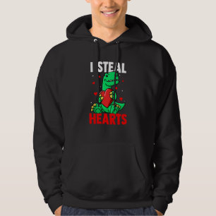 I Steal Hearts Valentine's Day Dino Roses Date Nig Hoodie