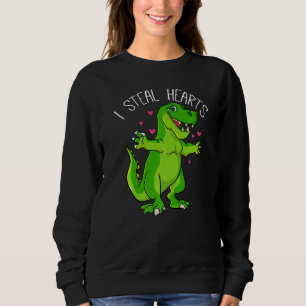 I Steal Hearts Valentines Day Dinosaur Boys Valent Sweatshirt
