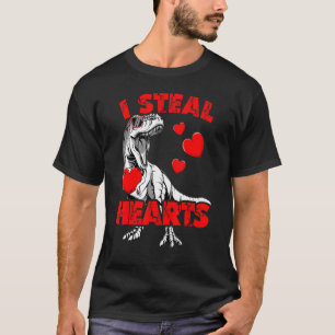 I Steal Hearts Valentines Day Dinosaur Boys Valent T-Shirt