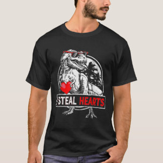 I Steal Hearts Valentines Day Dinosaur Boys Valent T-Shirt