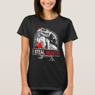 I Steal Hearts Valentines Day Dinosaur Boys Valent T-Shirt