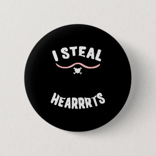 I Steal Hearts Valentines Day Pirate 6 Cm Round Badge