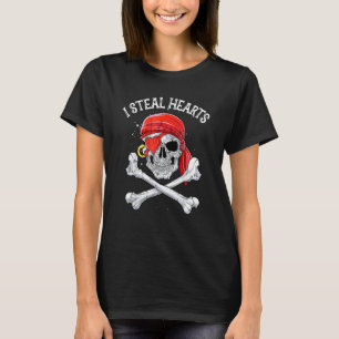 I Steal Hearts Valentines Day Pirate Boys Skull T-Shirt
