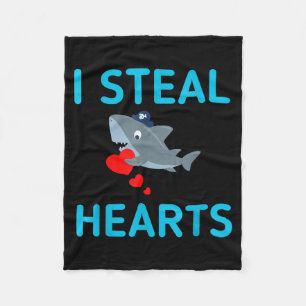 I Steal Hearts Valentines Day Shark Fleece Blanket