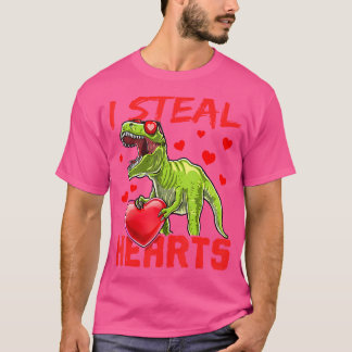 I Steal Hearts Valentines Day T Rex Dinosaur Shirt