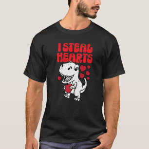 I Steal Hearts Valentines Day Trex Dinosaur For Fa T-Shirt