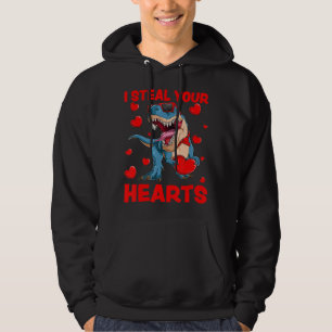 I Steal Your Hearts T-Rex Lover Dinosaur Valentine Hoodie