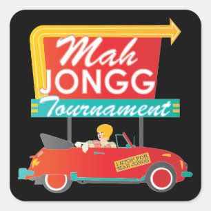 I Stop for Mah Jongg Retro Sign Square Sticker