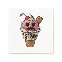 I straw,cute ice scream