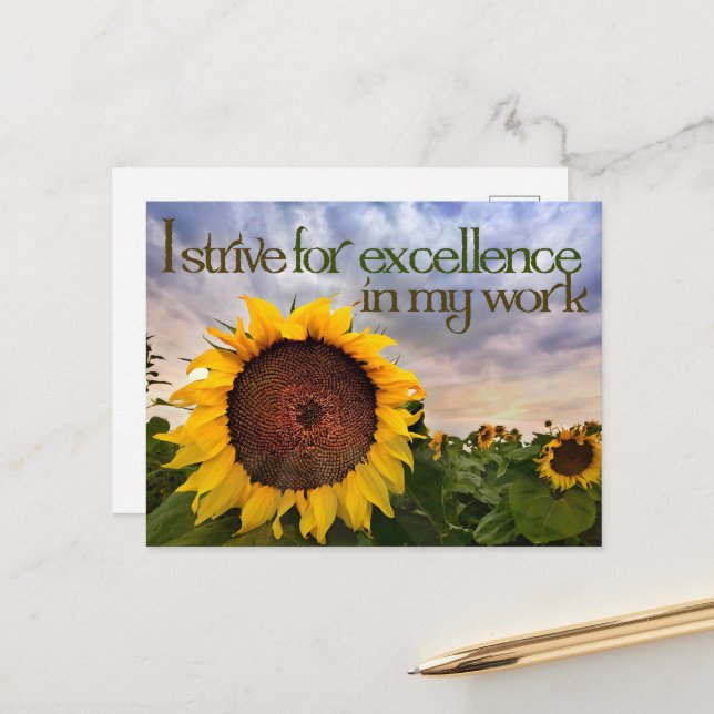 "I strive for excellence" Motivation Affirmation Postcard (Front/Back In Situ)