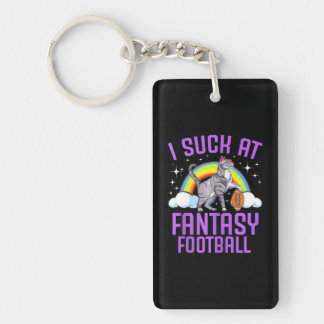 I Suck At Fantasy Football Cat Rainbow Kitten Key Ring