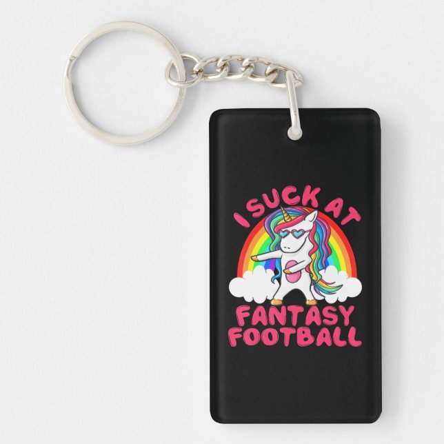 I Suck At Fantasy Football Loser Trophy Unicorn Key Ring (Front)