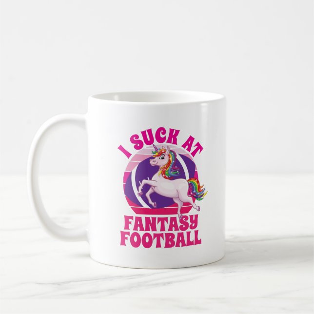 I Suck At Fantasy Football Unicorn Loser  Coffee Mug (Left)