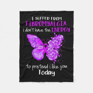 I Suffer From Fibromyalgia Awareness Butterfly Pur Fleece Blanket