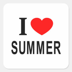 I ❤️ SUMMER I LOVE SUMMER I HEART SUMMER SQUARE STICKER