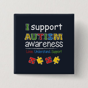 I Support Autism Awareness Puzzles Button