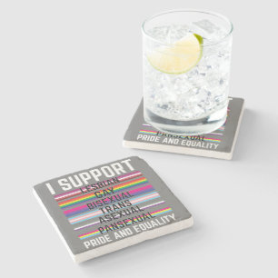 I Support Lesbian Gay Bisexual Trans Asexual Panse Stone Coaster