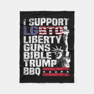 I Support Lgbtq Liberty Guns Bible Trump Bbq  Fleece Blanket