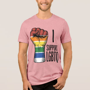 I Support LGBTQ Vintage Pride Fist Shirt Design_1